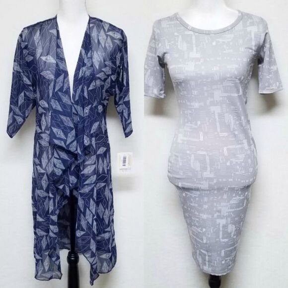 LULAROE Shirley Duster Grey Bodycon Dress Bundle - Picture 1 of 16